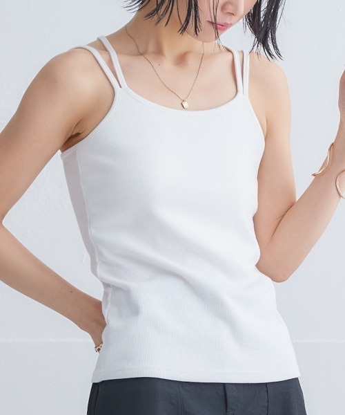 nissen(ニッセン)の「ダブルストラップキャミソール(カップ付)(キャミソール・レディース・ブラック/サックスブルー/オフホワイト/グレー/グリーン・LL/S/M/L)」の2枚目の写真