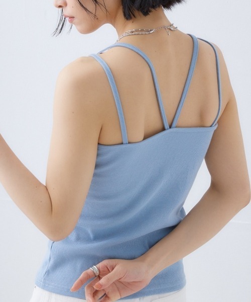 nissen(ニッセン)の「ダブルストラップキャミソール(カップ付)(キャミソール・レディース・ブラック/サックスブルー/オフホワイト/グレー/グリーン・LL/S/M/L)」の5枚目の写真