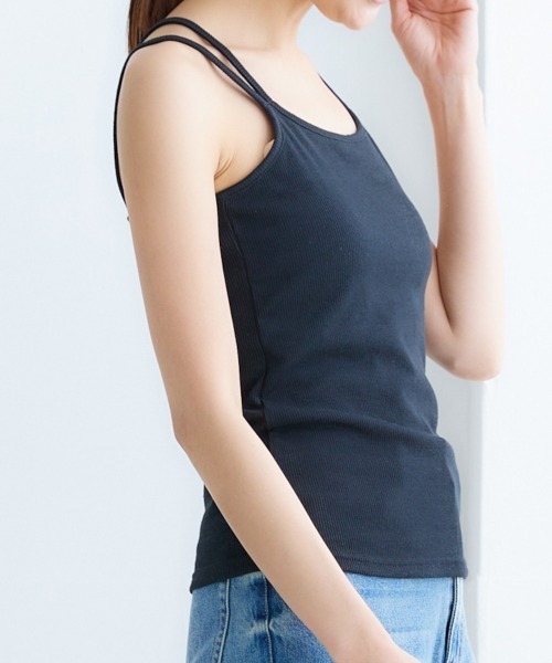 nissen(ニッセン)の「ダブルストラップキャミソール(カップ付)(キャミソール・レディース・ブラック/サックスブルー/オフホワイト/グレー/グリーン・LL/S/M/L)」の9枚目の写真