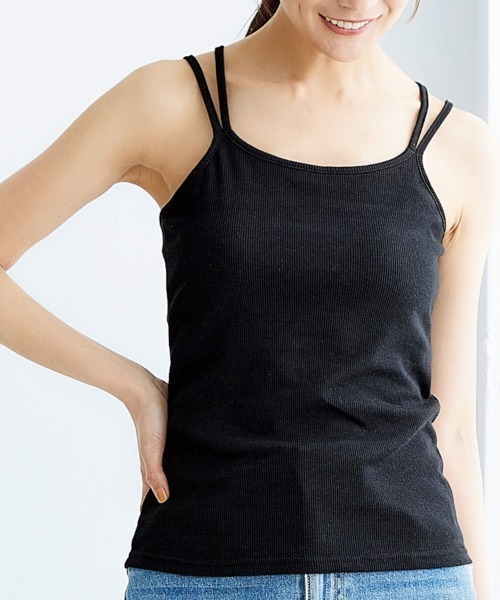 nissen(ニッセン)の「ダブルストラップキャミソール(カップ付)(キャミソール・レディース・ブラック/サックスブルー/オフホワイト/グレー/グリーン・LL/S/M/L)」の6枚目の写真