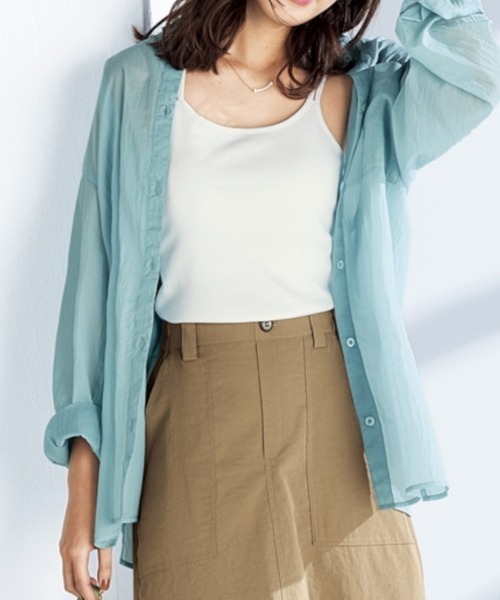 nissen(ニッセン)の「ダブルストラップキャミソール(カップ付)(キャミソール・レディース・ブラック/サックスブルー/オフホワイト/グレー/グリーン・LL/S/M/L)」の19枚目の写真