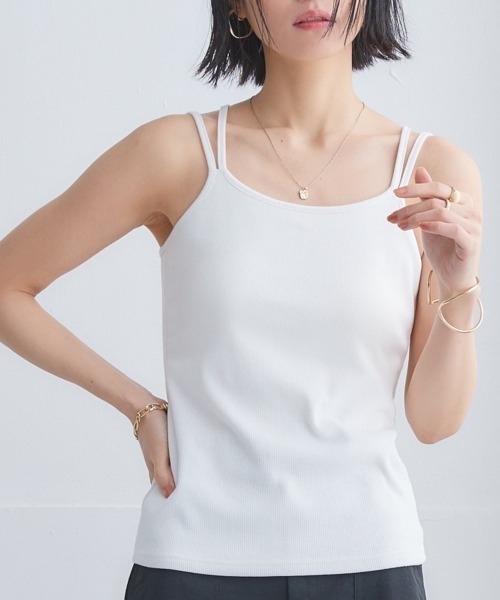 nissen(ニッセン)の「ダブルストラップキャミソール(カップ付)(キャミソール・レディース・ブラック/サックスブルー/オフホワイト/グレー/グリーン・LL/S/M/L)」の11枚目の写真