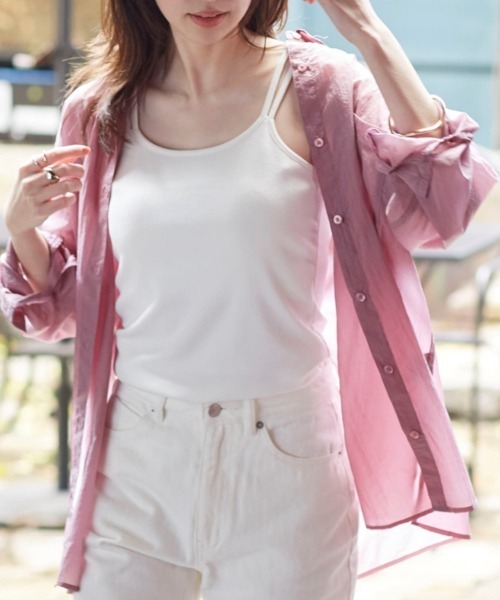 nissen(ニッセン)の「ダブルストラップキャミソール(カップ付)(キャミソール・レディース・ブラック/サックスブルー/オフホワイト/グレー/グリーン・LL/S/M/L)」の15枚目の写真