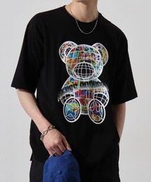 RE730 オーバーサイズTシャツ ベア/ダメージ/刺繍/バックプリント/ワイドシルエット
