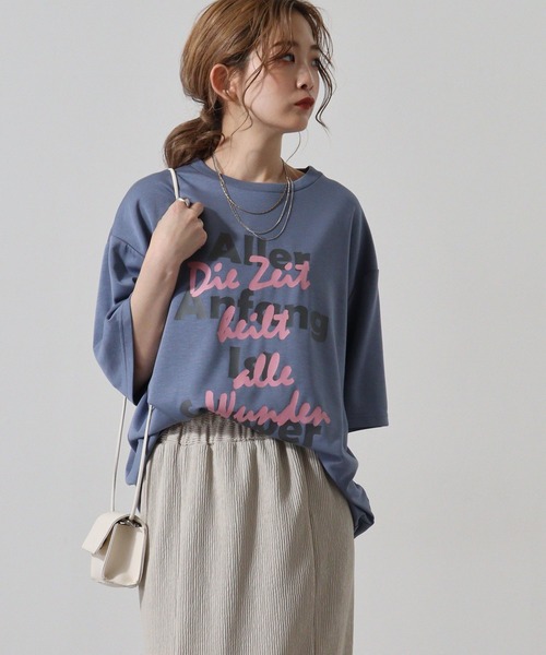 FUNALIVE(ファンアライブ)の「ダンボールニット ロゴプリント クルーネック Tシャツ(Tシャツ/カットソー・メンズ・ブラック/サックスブルー/ホワイト・L/M/XL)」の1枚目の写真
