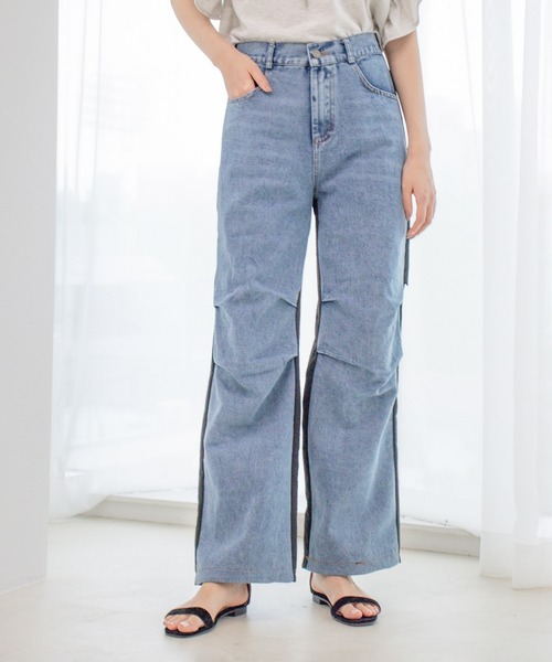 Jayro(ジャイロ)の「切替デニムパンツ(デニムパンツ・レディース・ブラック・FREE)」の13枚目の写真
