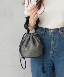 Actually | スパンコールメッシュミニ巾着バッグ(トートバッグ)