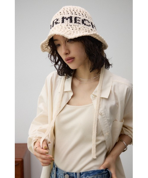 AZUL by moussy（アズールバイマウジー）の「オープンワークニッティングロゴハット（キャップ・レディース・ブラック/ライトベージュ・FREE）」の11枚目の写真