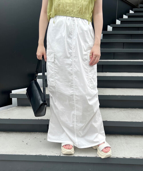 mline（エムライン）の「[mline]ミリタリーカーゴスカート（スカート・レディース・ブラック/カーキ/オフホワイト/チャコールグレー・1/2）」の5枚目の写真