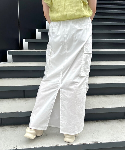 mline（エムライン）の「[mline]ミリタリーカーゴスカート（スカート・レディース・ブラック/カーキ/オフホワイト/チャコールグレー・1/2）」の6枚目の写真