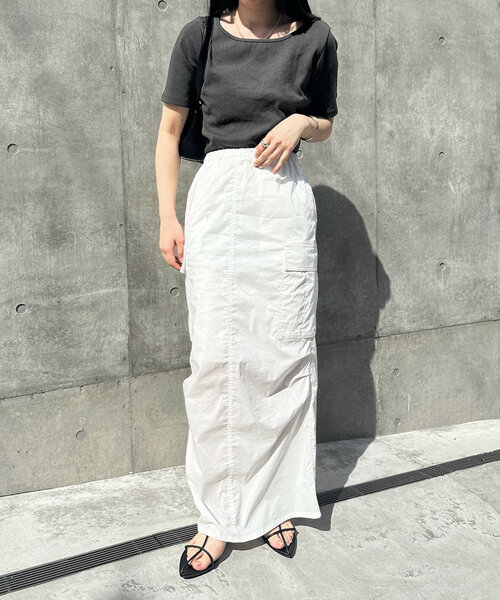 mline（エムライン）の「[mline]ミリタリーカーゴスカート（スカート・レディース・ブラック/カーキ/オフホワイト/チャコールグレー・1/2）」の10枚目の写真