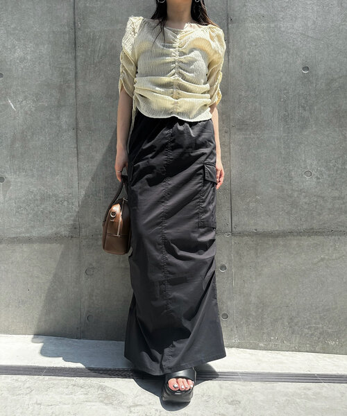 mline（エムライン）の「[mline]ミリタリーカーゴスカート（スカート・レディース・ブラック/カーキ/オフホワイト/チャコールグレー・1/2）」の15枚目の写真