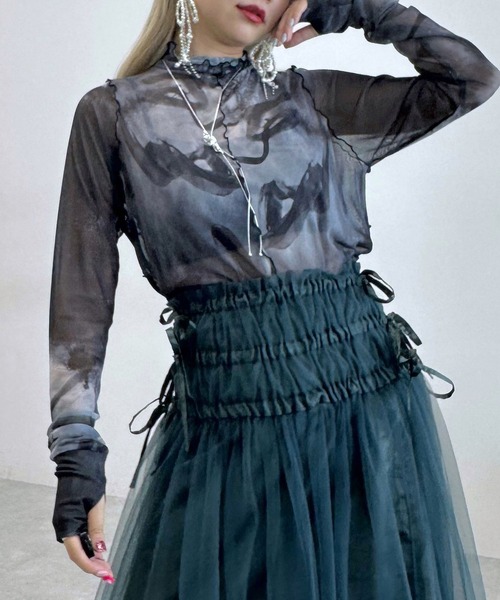 HARE（ハレ）の「【万美＆CHiNPAN×HARE】2WAYキリカエシアートップス（Tシャツ/カットソー・レディース・ブラック/ホワイト・FREE）」の21枚目の写真