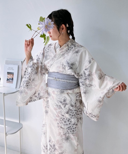 AS KNOW AS plus（アズノゥアズプラス）の「◎アソート花柄浴衣  兵児帯  2点セット【ZOZOTOWN限定アイテム】（浴衣・レディース・ライトグレー系/ホワイト系/アイボリー系/レッド系1/イエロー系1/ブルー系1・FREE）」の12枚目の写真