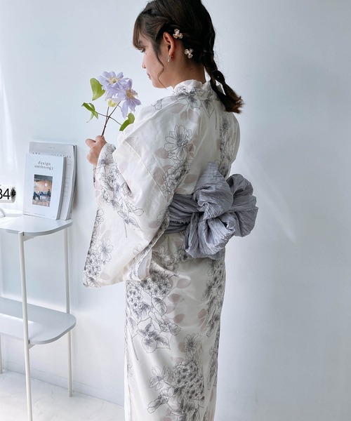 AS KNOW AS plus（アズノゥアズプラス）の「◎アソート花柄浴衣  兵児帯  2点セット【ZOZOTOWN限定アイテム】（浴衣・レディース・ライトグレー系/ホワイト系/アイボリー系/レッド系1/イエロー系1/ブルー系1・FREE）」の10枚目の写真