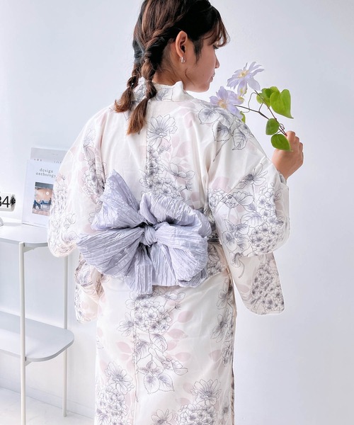 AS KNOW AS plus（アズノゥアズプラス）の「◎アソート花柄浴衣  兵児帯  2点セット【ZOZOTOWN限定アイテム】（浴衣・レディース・ライトグレー系/ホワイト系/アイボリー系/レッド系1/イエロー系1/ブルー系1・FREE）」の9枚目の写真