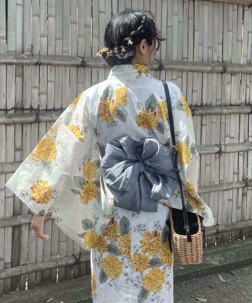セール】◎アソート花柄浴衣 兵児帯 2点セット【ZOZOTOWN限定