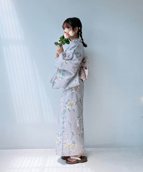 AS KNOW AS plus 青い花柄浴衣 セール】◎花柄2wayセパレート浴衣 3点セット(キャミワンピース