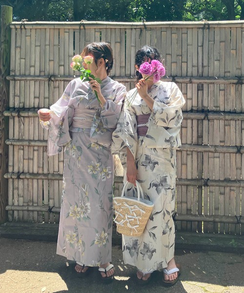 セール】◎アソート花柄浴衣 兵児帯 2点セット【ZOZOTOWN限定アイテム