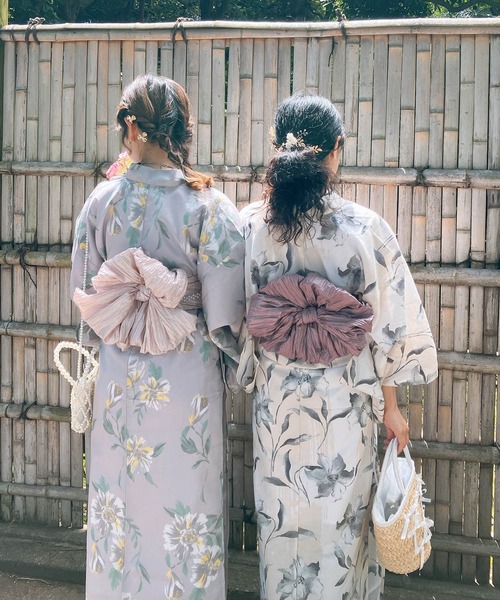 セール】◎アソート花柄浴衣 兵児帯 2点セット【ZOZOTOWN限定