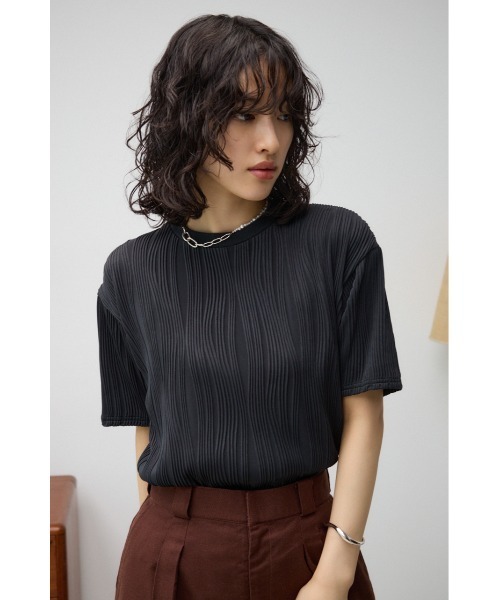 AZUL by moussy(アズールバイマウジー)の「ソリッドテクスチャーTシャツ(Tシャツ/カットソー・レディース・ブラック/オフホワイト/ダークオレンジ/ダークベージュ・SMALL/MEDIUM)」の7枚目の写真