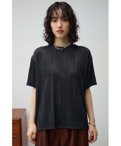 AZUL by moussy(アズールバイマウジー)の「ソリッドテクスチャーTシャツ(Tシャツ/カットソー・レディース・ブラック/オフホワイト/ダークオレンジ/ダークベージュ・SMALL/MEDIUM)」の9枚目の写真