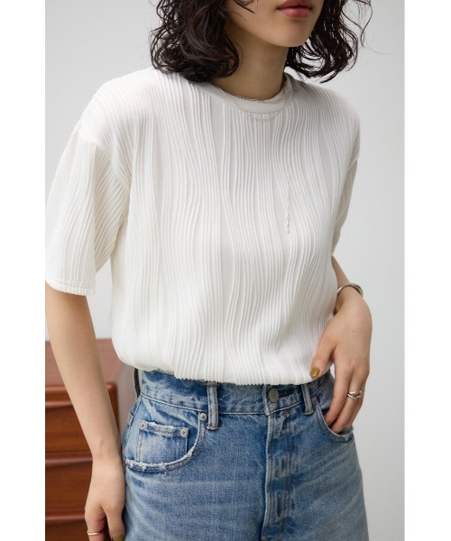 AZUL by moussy(アズールバイマウジー)の「ソリッドテクスチャーTシャツ(Tシャツ/カットソー・レディース・ブラック/オフホワイト/ダークオレンジ/ダークベージュ・SMALL/MEDIUM)」の16枚目の写真