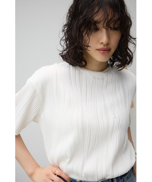 AZUL by moussy(アズールバイマウジー)の「ソリッドテクスチャーTシャツ(Tシャツ/カットソー・レディース・ブラック/オフホワイト/ダークオレンジ/ダークベージュ・SMALL/MEDIUM)」の17枚目の写真