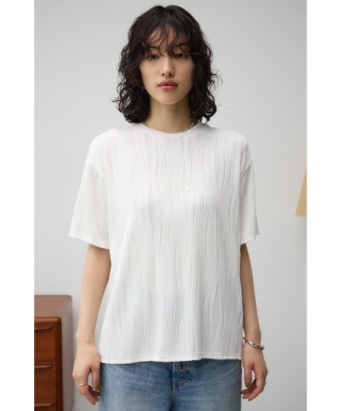 AZUL by moussy(アズールバイマウジー)の「ソリッドテクスチャーTシャツ(Tシャツ/カットソー・レディース・ブラック/オフホワイト/ダークオレンジ/ダークベージュ・SMALL/MEDIUM)」の20枚目の写真