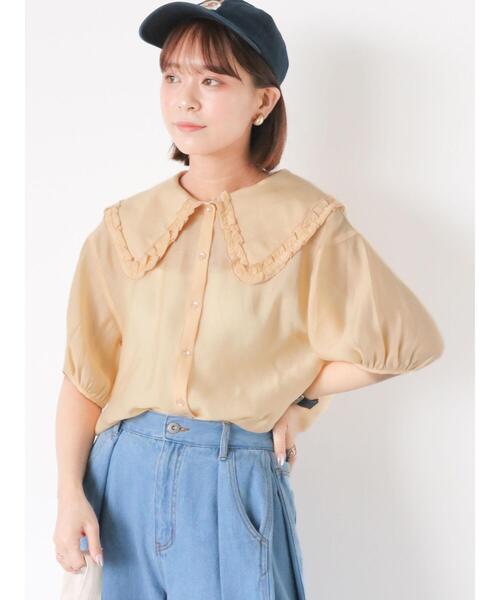 ehka sopo（エヘカソポ）の「シアービッグ襟ブラウス（シャツ/ブラウス・レディース・ブラック/オフホワイト/イエロー/ミント・F）」の4枚目の写真