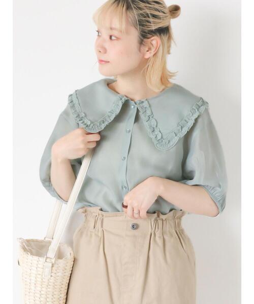 ehka sopo（エヘカソポ）の「シアービッグ襟ブラウス（シャツ/ブラウス・レディース・ブラック/オフホワイト/イエロー/ミント・F）」の3枚目の写真