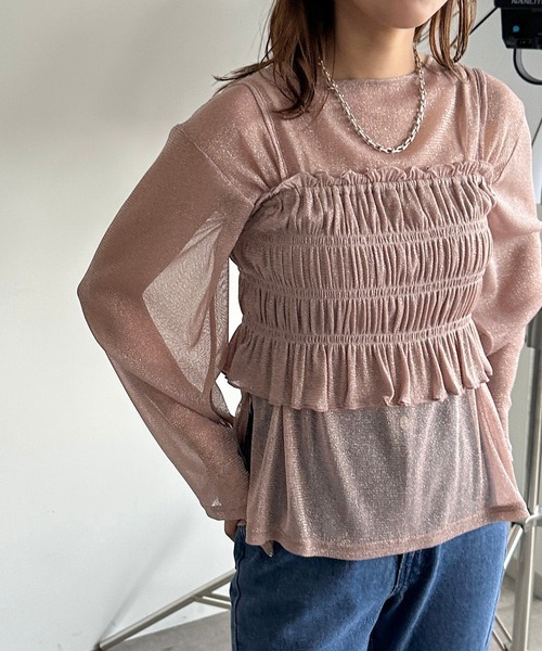 apres jour mignon(アプレジュールミニョン)の「ラメシアーレーストップス×ビスチェセット【ZOZOTOWN限定アイテム】(Tシャツ/カットソー・レディース・ピンク/レッド/オフホワイト/ブラック系その他/ブラック・フリー/X-LARGE)」の4枚目の写真