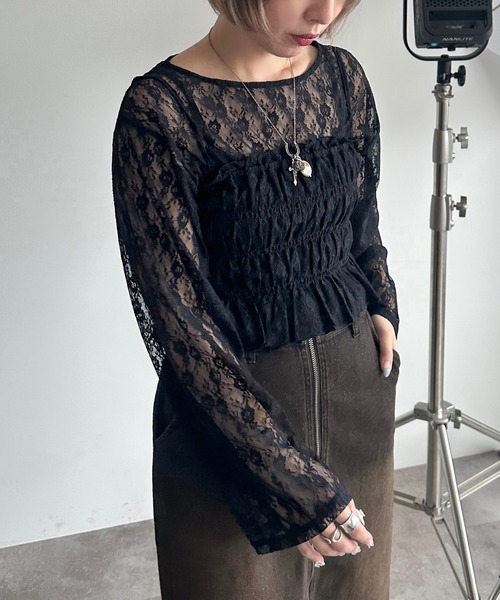 apres jour mignon(アプレジュールミニョン)の「ラメシアーレーストップス×ビスチェセット【ZOZOTOWN限定アイテム】(Tシャツ/カットソー・レディース・ピンク/レッド/オフホワイト/ブラック系その他/ブラック・フリー/X-LARGE)」の19枚目の写真