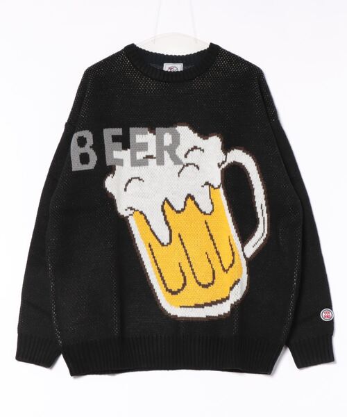ＪＵＧＬＡＮＳ（ユグランス）の「【YOIDORE/ヨイドレ】BEER クルーネックニット（ニット/セーター・メンズ・ホワイト/ブラック・L/XL）」の2枚目の写真