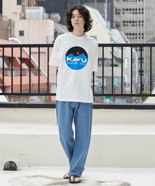 KAVU(カブー)の「KAVU(カブー)別注マウントロゴTシャツ(Tシャツ/カットソー・メンズ・ホワイト/ダークグレー/ベージュ・M/L/XL)」の5枚目の写真