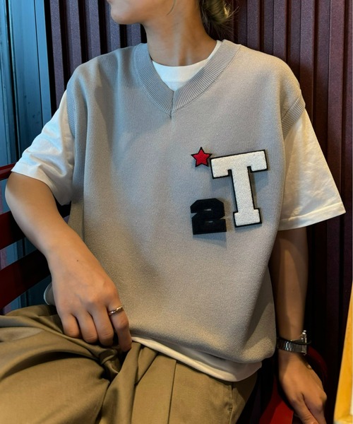 CIAOPANIC TYPY(チャオパニックティピー)の「【UNISEX】ワッペンニットベスト(ベスト・メンズ・グレー/ブラウン/ネイビー・MEDIUM/LARGE)」の12枚目の写真