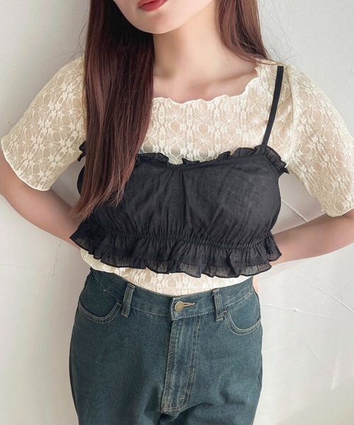 apres jour（アプレジュール）の「【apres jour mimi】レーストップス【ZOZOTOWN限定アイテム】（Tシャツ/カットソー・レディース・ピンク/グリーン/アイボリー・X-LARGE/フリー）」の2枚目の写真