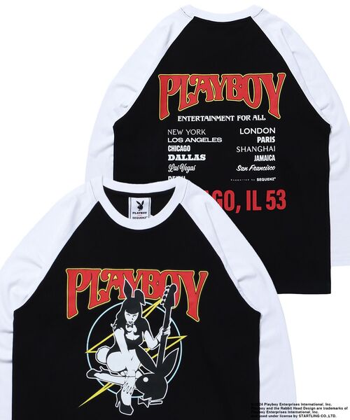PLAYBOY(プレイボーイ)の「【SEQUENZ(シークエンズ)】PB BAND RAGLAN L/S LEE / プレイボーイ ラグラン 長袖 ロンT バンT(Tシャツ/カットソー・メンズ・ブラック/ホワイト/ネイビー・MEDIUM/LARGE/X-LARGE)」の14枚目の写真