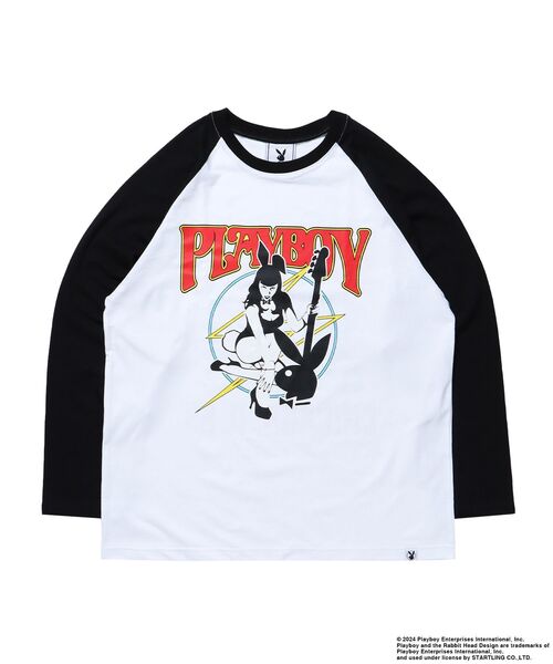 PLAYBOY(プレイボーイ)の「【SEQUENZ(シークエンズ)】PB BAND RAGLAN L/S LEE / プレイボーイ ラグラン 長袖 ロンT バンT(Tシャツ/カットソー・メンズ・ブラック/ホワイト/ネイビー・MEDIUM/LARGE/X-LARGE)」の13枚目の写真