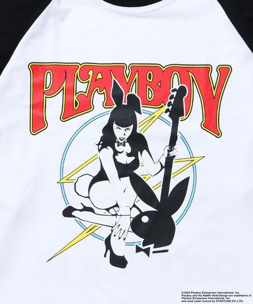 PLAYBOY(プレイボーイ)の「【SEQUENZ(シークエンズ)】PB BAND RAGLAN L/S LEE / プレイボーイ ラグラン 長袖 ロンT バンT(Tシャツ/カットソー・メンズ・ブラック/ホワイト/ネイビー・MEDIUM/LARGE/X-LARGE)」の11枚目の写真