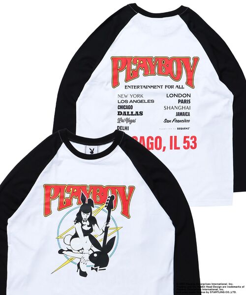 PLAYBOY(プレイボーイ)の「【SEQUENZ(シークエンズ)】PB BAND RAGLAN L/S LEE / プレイボーイ ラグラン 長袖 ロンT バンT(Tシャツ/カットソー・メンズ・ブラック/ホワイト/ネイビー・MEDIUM/LARGE/X-LARGE)」の9枚目の写真