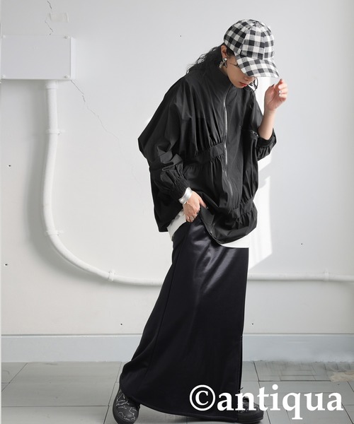 antiqua(アンティカ)の「ギャザーデザインジャケット(ブルゾン・レディース・ブラック・ONESIZE)」の4枚目の写真