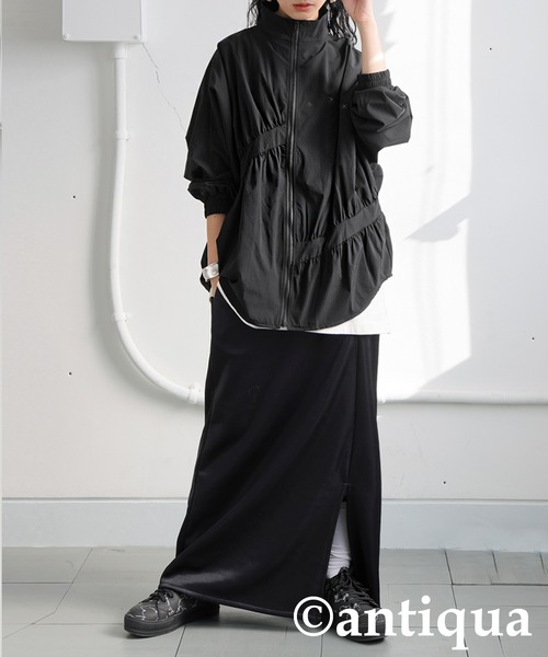 antiqua(アンティカ)の「ギャザーデザインジャケット(ブルゾン・レディース・ブラック・ONESIZE)」の5枚目の写真