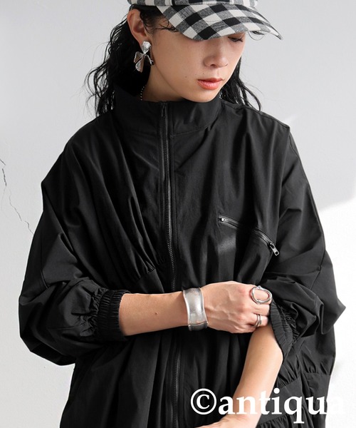 antiqua(アンティカ)の「ギャザーデザインジャケット(ブルゾン・レディース・ブラック・ONESIZE)」の6枚目の写真