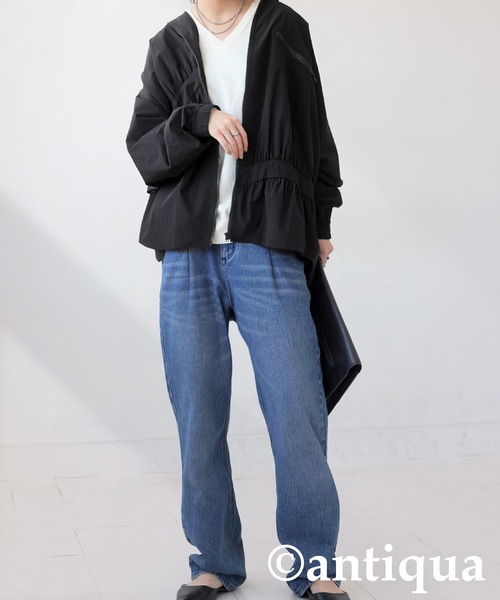 antiqua(アンティカ)の「ギャザーデザインジャケット(ブルゾン・レディース・ブラック・ONESIZE)」の7枚目の写真