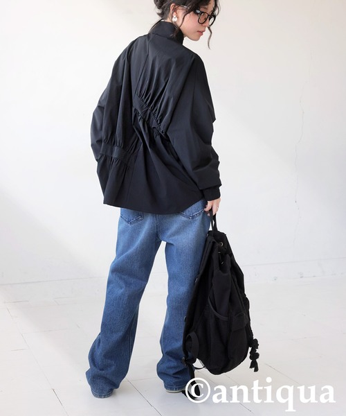 antiqua(アンティカ)の「ギャザーデザインジャケット(ブルゾン・レディース・ブラック・ONESIZE)」の8枚目の写真