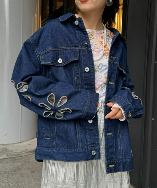 セール】【HELLO.SANFRANCISCO】フラワーカットアウトデニムジャケット