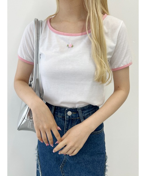 Katie ストロベリーベイブズリンガーtee いちご　ピンク　フリー Katie ストロベリーベイブズリンガーtee いちごピンクフリー