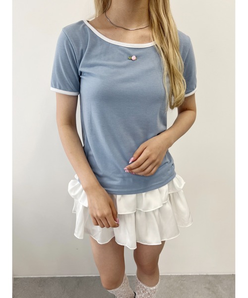 PHILLY(フィリー)の「ローズリンガーTシャツ(Tシャツ/カットソー・レディース・ホワイト/ブラック/ブルー・FREE)」の11枚目の写真