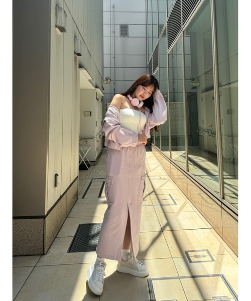 Her lip to(ハーリップトゥー)の「Flight Mode Cargo Skirt(スカート・レディース・ライトグレー/ピンク/ホワイト系・M/S)」の9枚目の写真